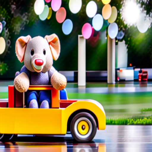144_A toy elephant is sitting inside a wooden car toy..png